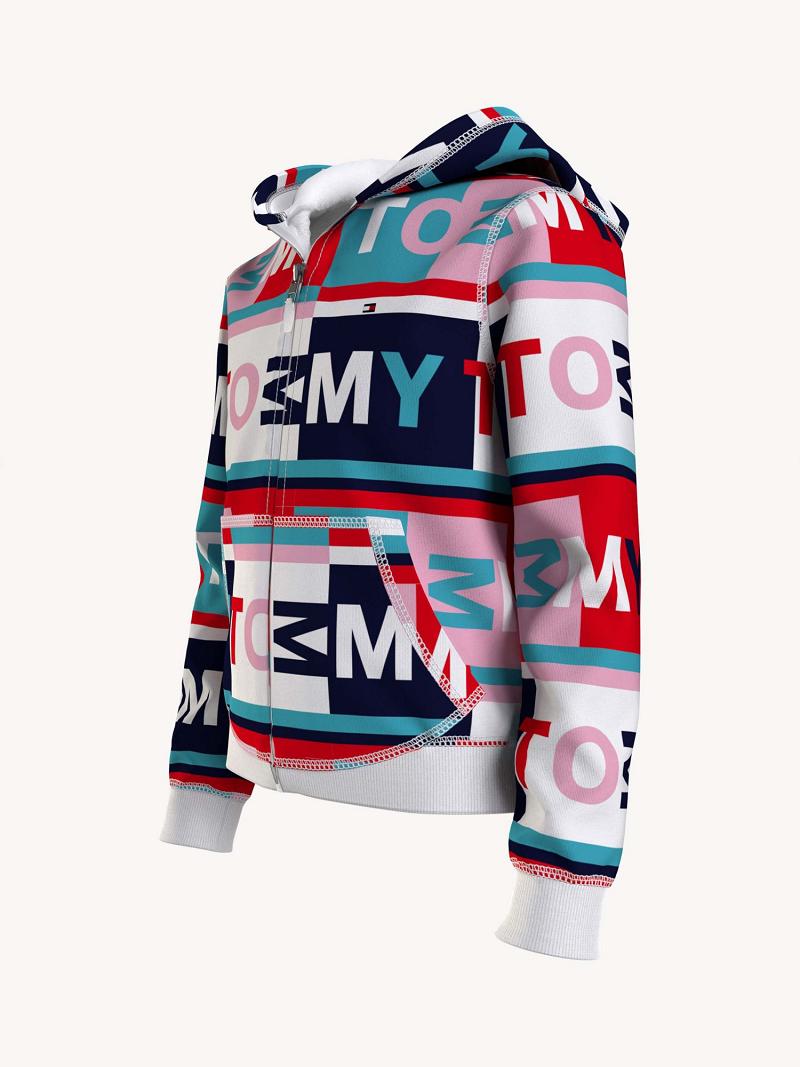 Lány Tommy Hilfiger Tommy Print Zip Hoodies Színes | HU 1792LIS